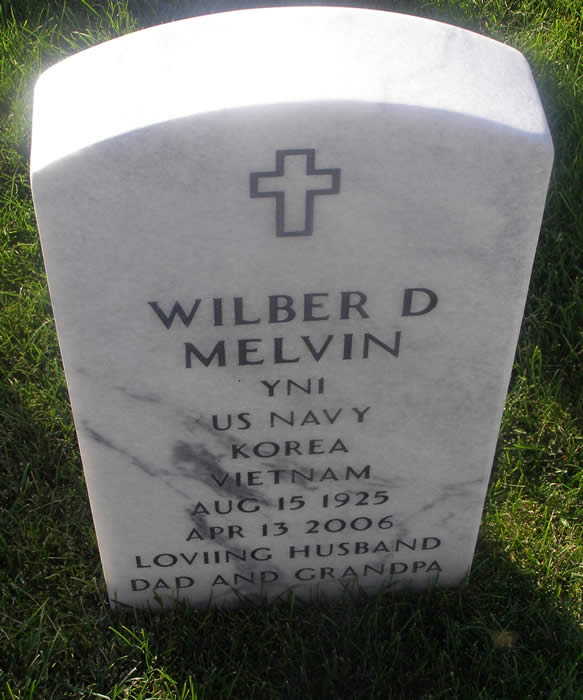 Grave Marker for Wilber Dean Melvin