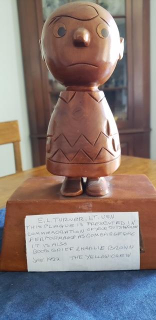Charlie Brown Award presented to Lieutnenant Ed Turner on his departure from the Tunny.