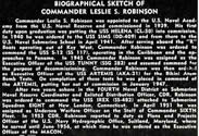 Leslie Somers Robinson was CO of USS TUNNY (SS-282) vice USS TUNNY (SSG-282).