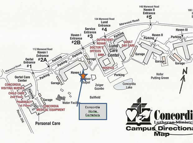 Concordia Campus Map Showing Home Cemetery Location